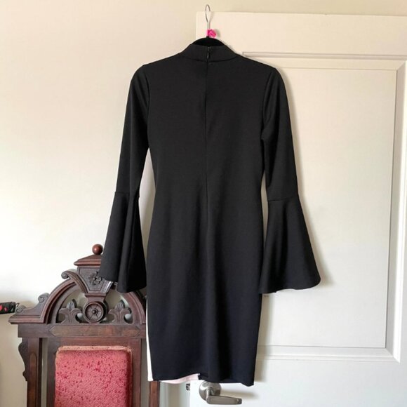 00s Black and Blush Bell Sleeve Collar Dress - Picture 5 of 6